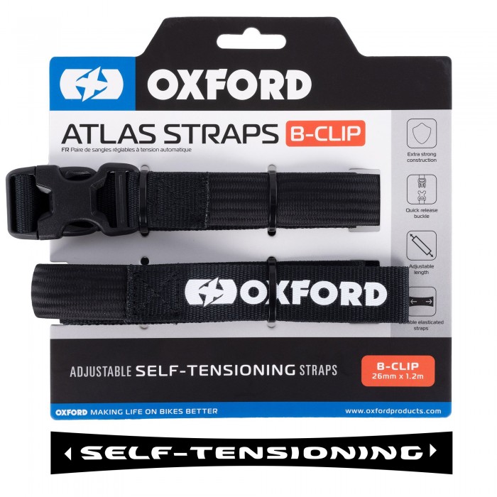 Oxford Atlas B-Clip 26mm x 1.2m Black (Pair)