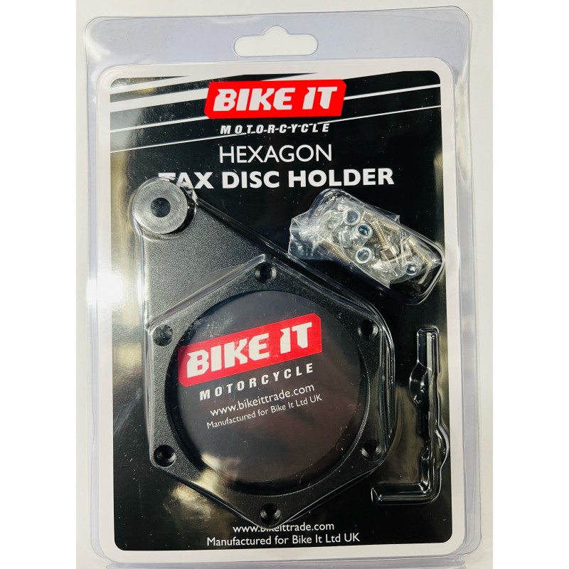 One Hexagon Motorbike Motorcycle Tax Disc Holder BlackBlack 